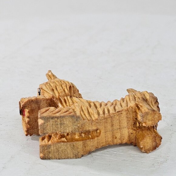 Hand Carved Wooden Dog Figurine Scottish Terrier Design Playful Pose Red Tongue - Picture 7 of 8
